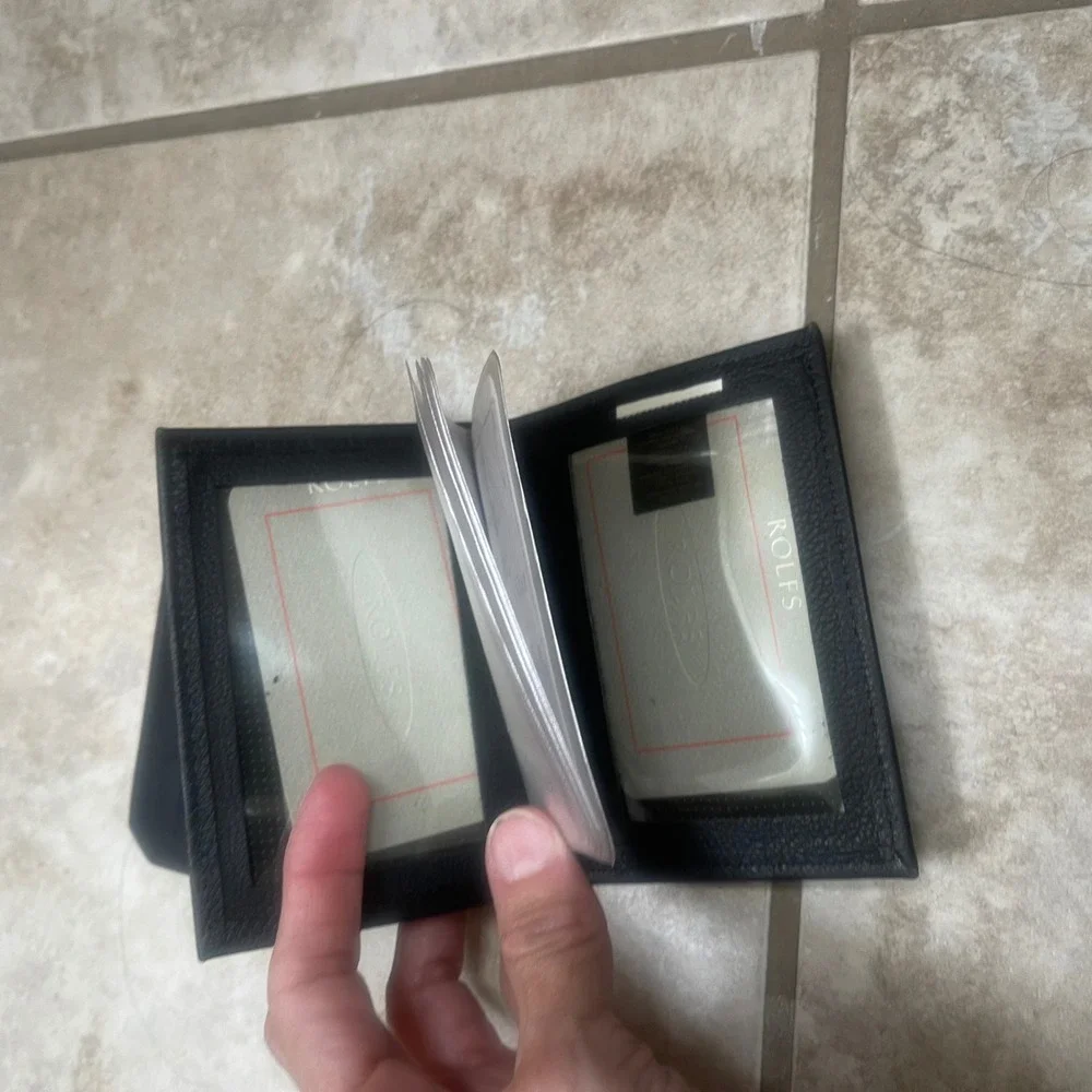 2 Rolfs American NEW Mens Black Leather Bifold Wallet and Card Holder Set of 2